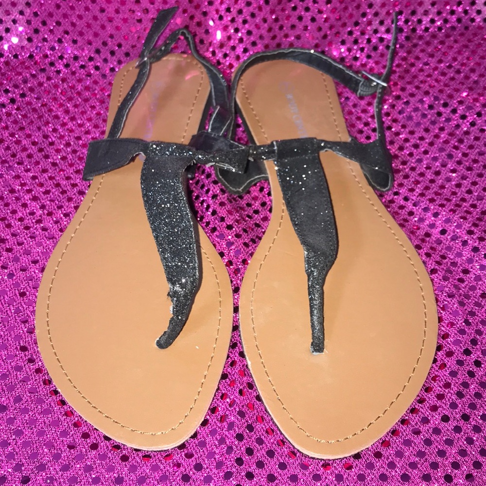 Black Sparkle Gladiator Sandals